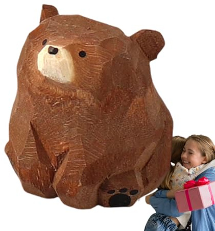 Holzbär - Figuren -bear - Bär Desktop Holzfigur - Dekofiguren für Innen - Außenbereich - Miniaturspielzeug - Computertisch, Couchtisch, Nachttisch