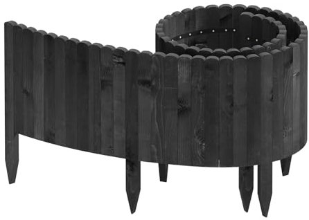 WOLTU Bordure de Pelouse 203×40cm, Bordure Flexible en Bois de Pin FSC, Palissade Jardin et Gazon, Rouleau de Bordure Résistante aux Intempéries, Facile à Poser, Anthracite