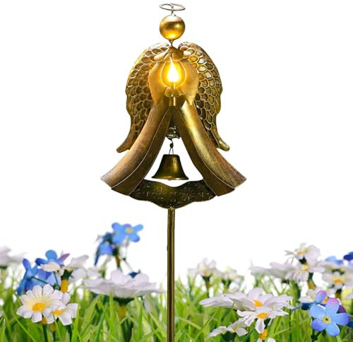 Luces solares de ángel para cementerio | Luces de jardín con energía solar para tumba | Iluminación de ángel de cementerio | Impermeable | Uso a largo plazo | No es fácil de romper | 110 cm | para