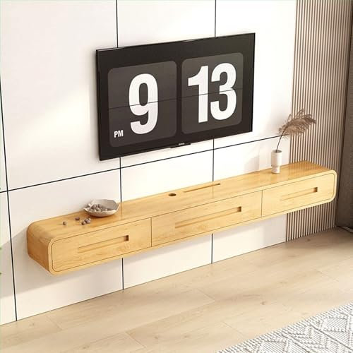 Générique Meuble TV Mural en Bois, Meuble TV Suspendu étroit avec 2 tiroirs, Meuble TV de Salon Moderne (Noyer, 180 cm)