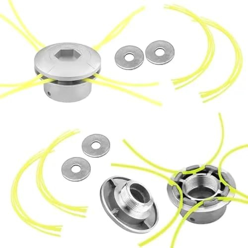 Cabezal Desbrozadora Aluminio, CIYIN 2Pcs Cabezal Desbrozadora Universal con 16 Líneas, Cabezal de Corte de Césped, Cabezal Cortar Hierba, Cabezales de Desbrozadora