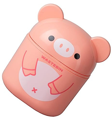 ABOOFAN Poubelle de Bureau Miniature Couvercle en Plastique Rose Petite Corbeille à Déchets pour Chambre et Bureau Poubelle de Table Pratique pour d'Espace