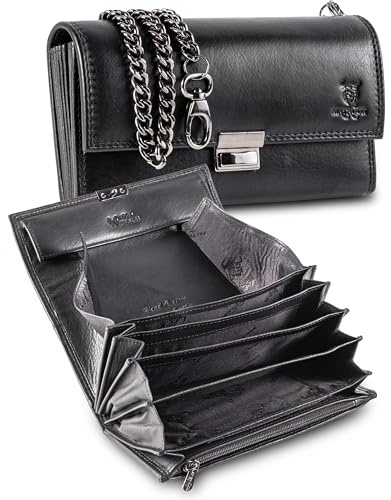 MATADOR VICIO Waiter Wallet Leather with XXL Waiter's Bag with Belt Loop, Luxury Waiter's Wallet Leather with Elegant Gift Box and RFID Protection Including Robust Metal Chain, Black Nappa