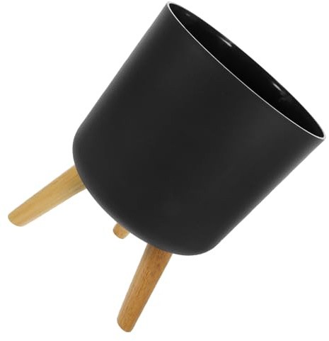 Kisangel Maceta para Plantas De Interior Grande con Soporte De Madera Gris Adecuado para Salón y Jardín Macetas De Plástico Resistentes y Decorativas para Regar