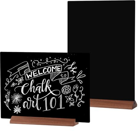 GUOKOFF A3 Chalkboard Signs, 2PCS Tabletop Black Chalkboard Sign with Stand