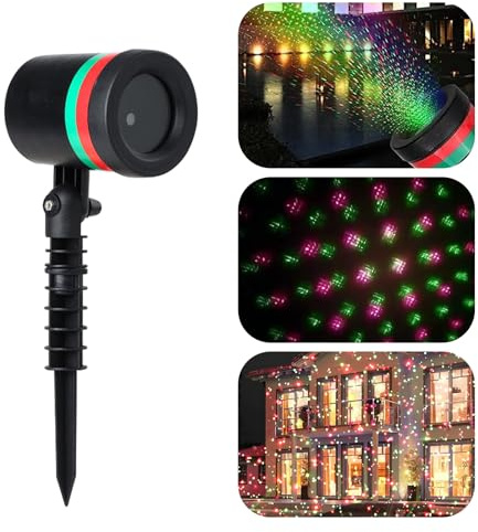 Aartner Garden Christmas lamp,Projector Led Light,Outdoor Light Moving Lighting Green Red Led Color, Party Lantern with UK Plug, Waterproof Strobe for HomeGarden Birthday Wedding