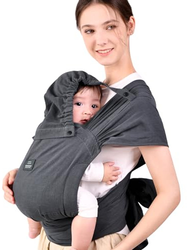 Bebamour Portabebés para recién nacidos, talla única, fácil de llevar, gris
