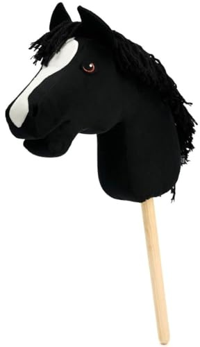 RL24 – Steckenpferd Caballo von My Hobby Horse – Spielpferd aus Plüsch mit Holzstock & kurzer Mähne – Stockpferd ohne Griffe & Rollen – Zubehör erhältlich – Hobby Horsing – Schwarz