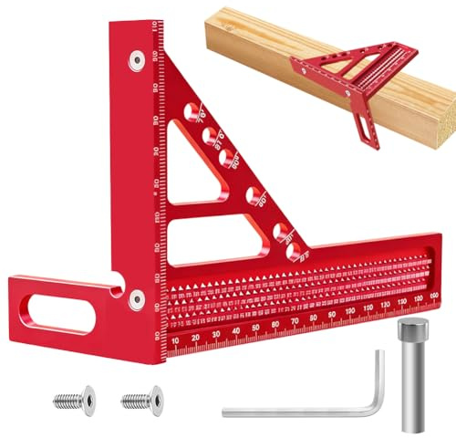 Angolo di inclinazione in metallo, righello di misurazione multiangolo 3D, angolo da carpentiere per 7 angoli più comuni di 22,5-90 gradi, angolo di arresto preciso per la lavorazione del legno
