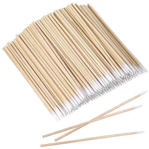 600 bastoncini di cotone a punta in legno, sottili e micro lunghi, bastoncini di cotone, per sopracciglia, bellezza, trucco, unghie, 7 cm