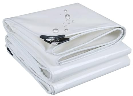 Telone Bianco 1x1,2 m 1,2x1,5 m 1,5x2 m 2x3 m 3x4 m Telo Spesso in PVC Telo Impermeabile Resistente per Campeggio all'aperto, mobili da Giardino, Copertura per Piscina (Dimensioni: 5x7 m (16