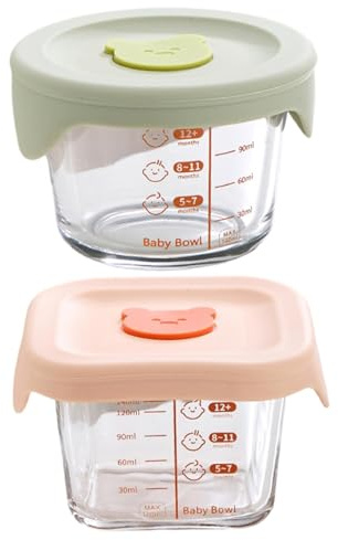 Contenedores de almacenamiento de alimentos para bebés, 2 unidades de tarros de vidrio herméticos para almacenamiento de alimentos para bebés con tapa de silicona y báscula, recipientes para refriger