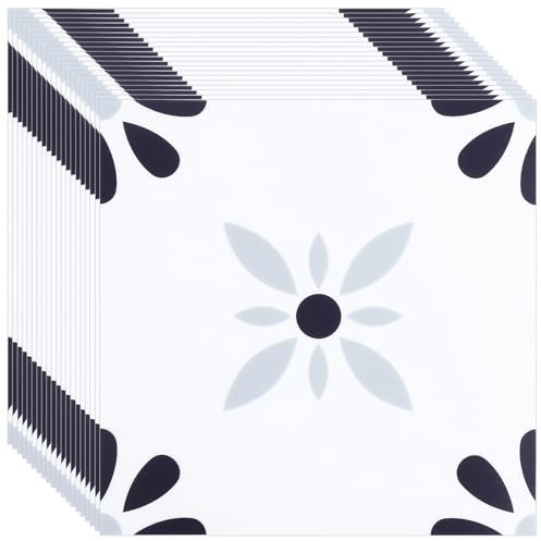 YAYODS 20-Pack Floral Floor Tiles Self Adhesive, 30x30cm Peel and Stick Floor Tiles for Kitchen Bathroom, Waterproof Vinyl Flooring Tiles Self Adhesive, PP Frosted