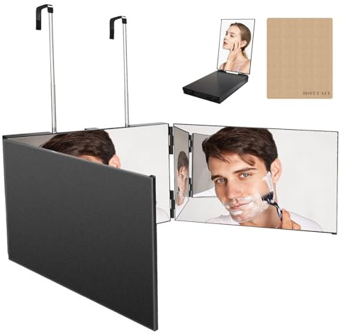Dottall 360 Grad Spiegel, Klappspiegel mit Haken, Spiegel zum Aufhängen Kosmetikspiegel Rasierspiegel Friseurspiegel für Makeup Rasieren Frisieren