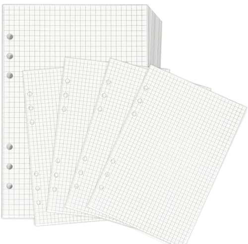 Jiaoshou Pan Ringbucheinlagen A5 Kariert, 240 Blätter Nachfüllpapier 6 Loch | Refill Paper Nachfülleinlagen Notizpapier für Notizbuch Planer Agenden Skizze Malerei