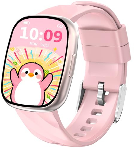 PTHTECHUS Reloj Inteligente Niño, Smartwatch Niños con Llamadas Bluetooth, Pulsera Actividad 100+ Modos Deportivo 1.75 HD, Sueño, Podómetro, IP68 Regalos para Niños Niñas 4-12 años (Rosa)