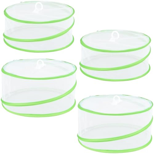 Bangbobi Fliegenschutz Lebensmittel Abdeckhaube - 4er Set Faltbare Netzhauben als Lebensmittel Abdeckung & Obstschale mit Fliegenschutz, für Kuchen, BBQ, Picknick, Camping in Zwei Größen