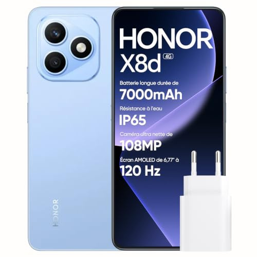 HONOR X8d Smartphone, 8+256GB, 6.77 3000nits AMOLED Display, 108MP Camera, 7000mAh Battery, 45W Fast Charging, IP65 Water Resistance, 2m Drop Resistance