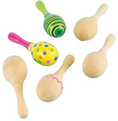 Baker Ross Maracas aus Holz - zum Bemalen für Kinder - Musikinstrument - Rassel (4 Stück)
