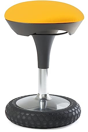 TOPSTAR Sitness 20, ergonomischer Sitzhocker, Arbeitshocker, Bürohocker mit Schwingeffekt, Sitzhöhenverstellung, Bezug gelb