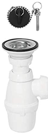 Wirquin 30723224 Ensemble complet vidage pour lavabo avec bonde à bouchon, sans trop plein, blanc et chromé