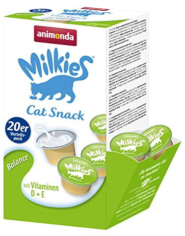 animonda Milkies Katzensnack mit Milch - Balance (4 x 20 Cups á 15 g), portinierte Milch Katzensnacks für Erwachsene Katzen