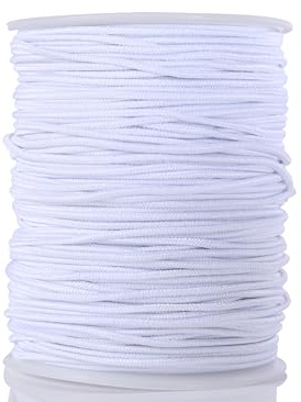 KONMAY 1.5mm 45 Meters Runde Elastische Schnur,Elastic-Kordel,Elastische Perlenschnur Elastisch Band Zum Nähen und Handwerk, GummiKordel,Elastische PerlenschnurWeiß