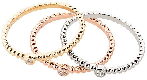 Ardeo Aurum Damenring aus 375 Gold Weißgold mit 0,03 ct Diamant Brillant in Zargenfassung Solitär-Kugeln-Ring Verlobungsring Gr. 60