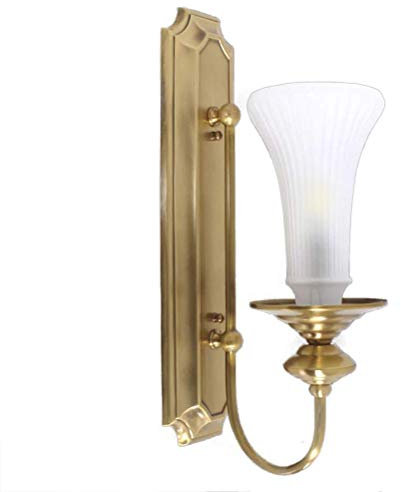 OOWOKS Modern Messing Wandleuchte Minimalistischen Klassisch Nachttischlampe Wandlampe mit Glas Schirm E27 Fassung für Schlafzimmer Wohnzimmer Hotel Flur Cafés