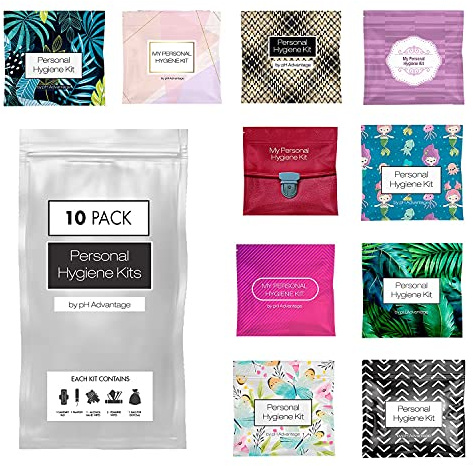 Menstrual Kit All-in-One 10 Pack - Assorted Colors | Convenience on The Go | Period Kit Pack for Travelling, Tweens & Teenager | Individually Wrapped Feminine Hygiene Product