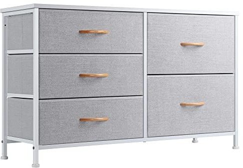 Nicehill Tall Chest of Drawers for Bedroom, Storage Drawer Organizer, Fabric Drawers for Closet, Living Room, Hallway, Entryway, Light Grey