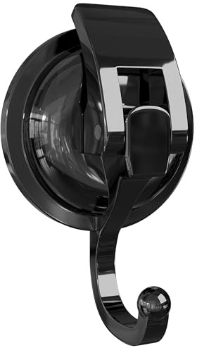 SOCONT Ganchos resistentes con ventosa al vacío, chapados en negro mate, supersucción para cocina y baño, 1 paquete