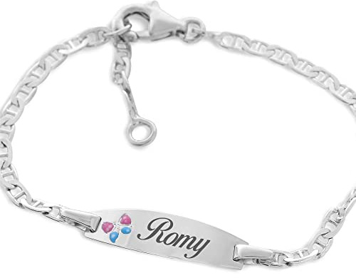 ID Kinderarmband Gravur Taufe 925 Silber Baby Taufarmband Name Schmetterling
