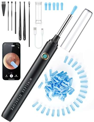 DEETOK Ear Wax Removal Tool Camera - Ear Cleaner with 1080P HD Camera, FSA HSA Store Eligible, Otoscope with Light, Earwax Removal Kit with 50 Replacement Tips for iPhone, iPad, Android Phones (Black)