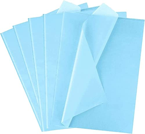 5 ark babyblått silkespapper – 50 cm x 75 cm (20 tum x 30 tum) – presentförpackningspapper – syrafri – barnkonst och hantverk omslagspapper. Babyblå. SALPACK