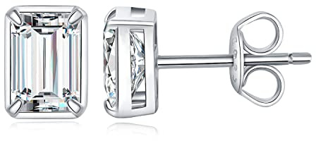 JewelryPalace Smaragdslipade 1ct Zirconia Solitaire-örhängen Silver 925 Damer, Smycken Med Simulerade Diamanter, örhängen Silver Flickor Med ädelstenar, Stiftörhängen Silver Med Sten Kvinnor