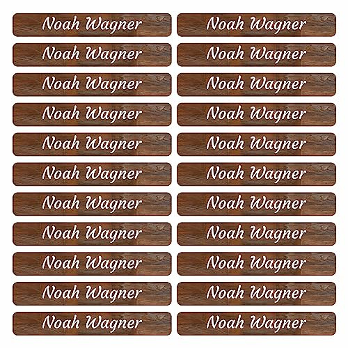 Namensaufkleber Kinder Schule selbst gestalten 46x7 mm 180 Stück - Design Woody - mit Wunschtext - Name - personalisiert - für Jugendliche - Firma - Universität - Kinder - KITA