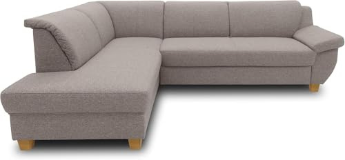 DOMO. collection Divano Angolare Panama Classico Angolare a Forma di L Divano Angolare Divano Divano Divano Angolo con Funzione Sonno 254x186 cm, Tortora