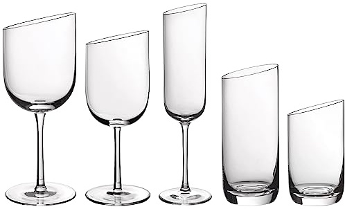 Villeroy & Boch NewMoon Gläser-Set, 20er Set, jeweils 4 Gläser, Elegante Weingläser, Moderne Sektgläser, Praktische Trinkbecher, Kristallgläser für jeden Tag, klar, spülmaschinengeeignet