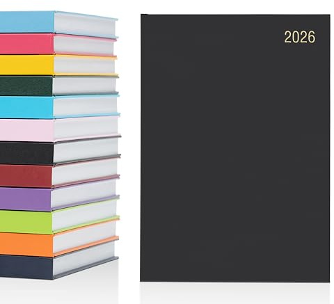 evelay Terminplaner 2026, A5, Wochenansicht, Hardcover, Planer, Organizer, Tagebuch, Notizbuch für Schule, Zuhause, Büro, persönlichen Gebrauch (A5, Schwarz)