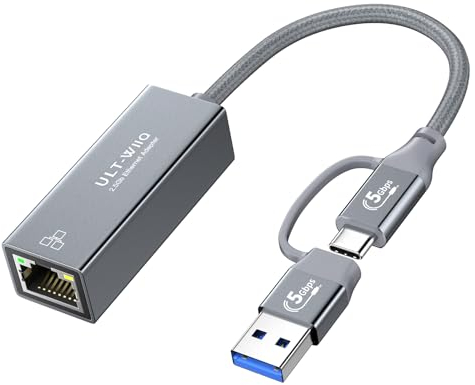 USB Ethernet 2.5Gb Adapter, USB C auf RJ45 2,5Gbit LAN Netzwerk Adapter mit 1000/2500Mbps Gigabit Ethernet für MacOS, mac mini, Windows, Linux, Steam Deck, iPad, MacBook, PC, Laptop, Tablet, NAS