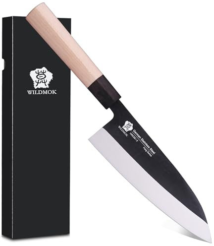 WILDMOK 19,4 cm Deba-Messer Asiatisches Usuba-Lachsmesser Sashimi-Messer Deutsche Edelstahlklinge und traditioneller Holzgriff