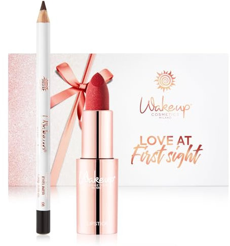 Wakeup Cosmetics - LOVE AT FIRST SIGHT - 1 matter Lippenstift (COLOR VEIL 03) + 1 farbintensiver Augenstift (Black Diamond 8)