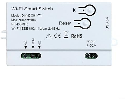 Interruptor de relé Wifi, para interruptor inteligente para Tuya WiFi, temporizador DIY, módulo de automatización de 1 canal 7-32V USB 5V, controlado por la aplicación Smart Life/Tuya