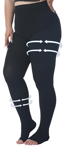 Plus Size 5XL kompressionsstrumpor för kvinnor män, 15-20 mmHg graderade kompressionsbyxor, ogenomskinliga tånlösa kompressionsstrumpor midja högt stöd tights för svullnad, DVT, gravid, lärare, läkare