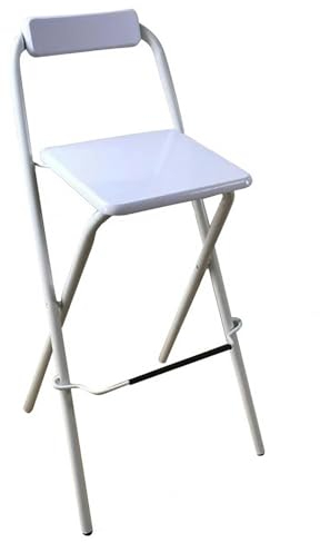 Sgabello da bar alto nordico 75 cm, sedia da bar pieghevole bianca 65 cm con schienale e poggiapiedi, sgabello pieghevole portatile per cucina, ufficio, capacità di 120 kg (Color : White, Size : 65c