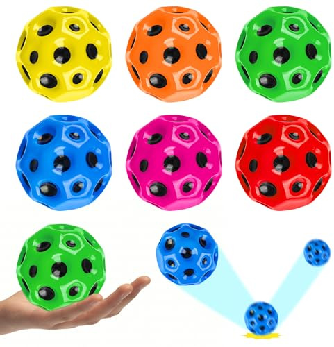 Friedwohl 6 Stück Jump Ball, Gummiball Space Toy, Mini Bouncing Toy, 7cm Hohe Sprünge, Bounce Hohe Springender, Bouncy Balls für Kinder Party Geschenk, Space Bälle Spielzeug