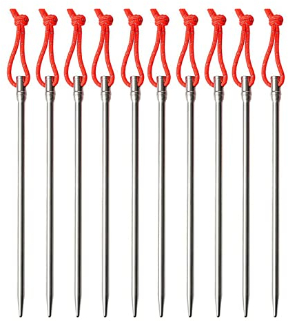 Titan-Zeltheringe, strapazierfähig, ultraleicht, Heringe für Campingzelte, Bodenankerheringe, rostfreie Zeltheringe, für Outdoor-Ausflüge, Wandern, Gartenarbeit, große harte und felsige Böden (Si