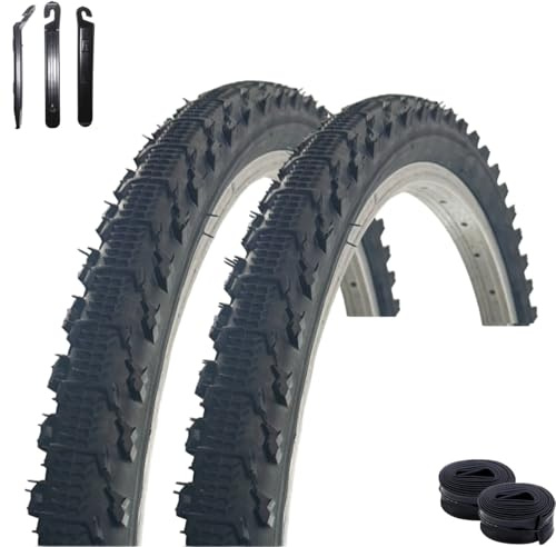 2 x VEE Rubber V185 26 Fahrradreifen Schwarz 51-559 (26 x 2.00) + 2 x passende Schläuche DV inkl. Reifenheber