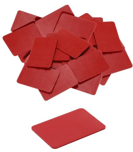 QUARKZMAN 100pcs Cuñas Plásticas, 60x40x2mm (L*An*Grosor) Espaciadores de Plástico Cuñas para Azulejos Placas de Compensación Niveladores Flexibles para Ventanas Muebles Puerta, Rojo